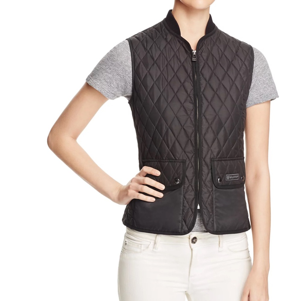 Belstaff Wickford Black Quilted Vest Size 40/6 English Countryside Utilitarian